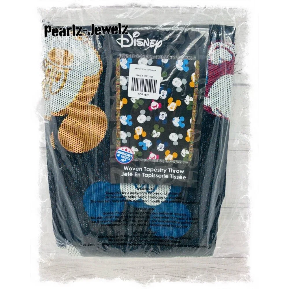 Disney Mickey Mouse Multicolored Heads Allover Print Tapestry Throw Blanket NWT